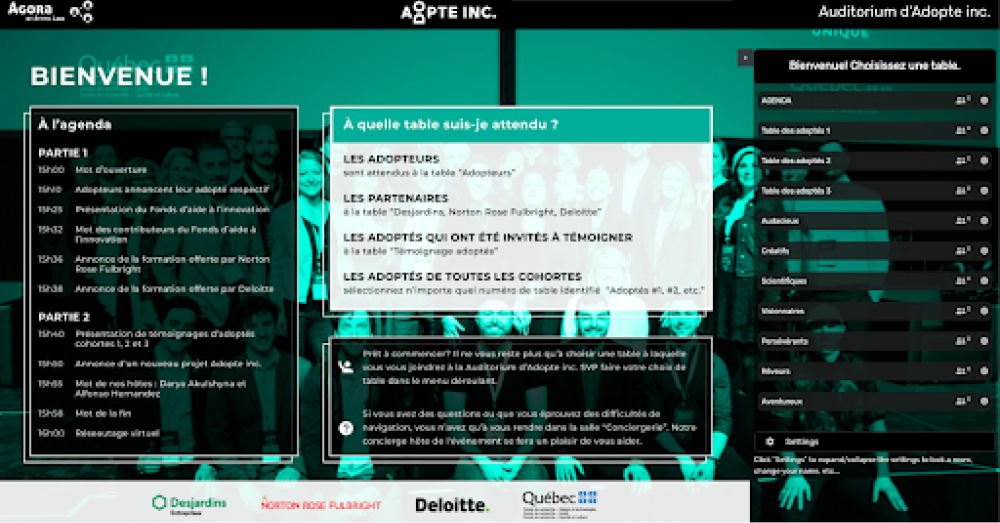 Screenshot of Agora interface